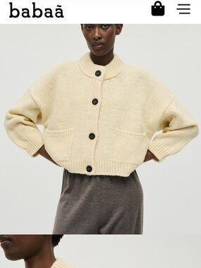 Babaa cropped cotton cardigan with pockets